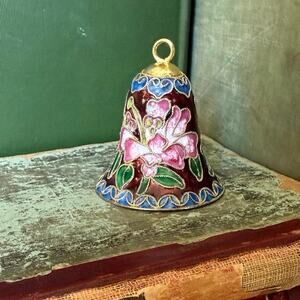 Vintage Enamel Floral Bell • Cloisonné‑Style • 2”